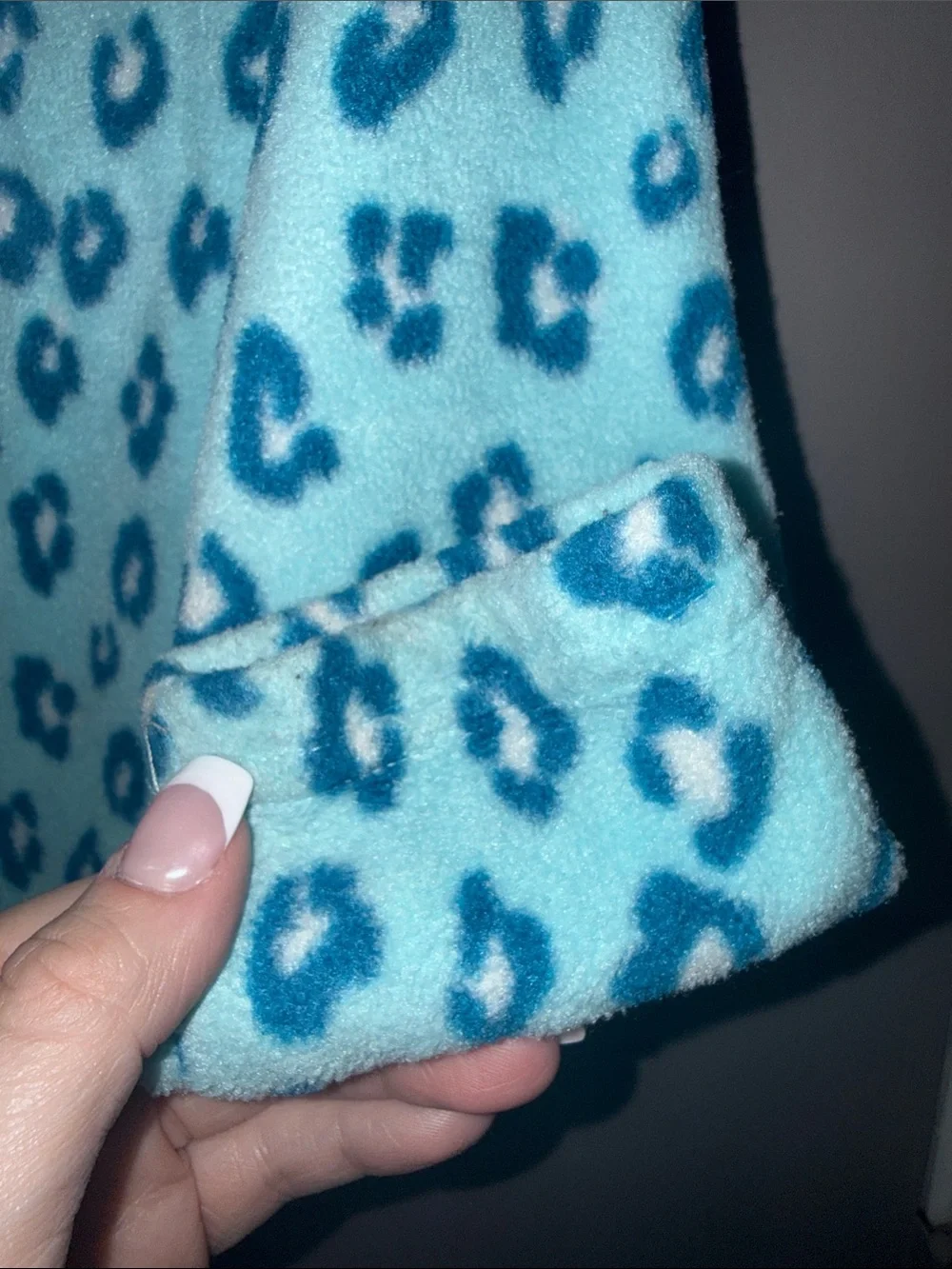 Girls Blue Leopard Print Fleece Zip Jacket